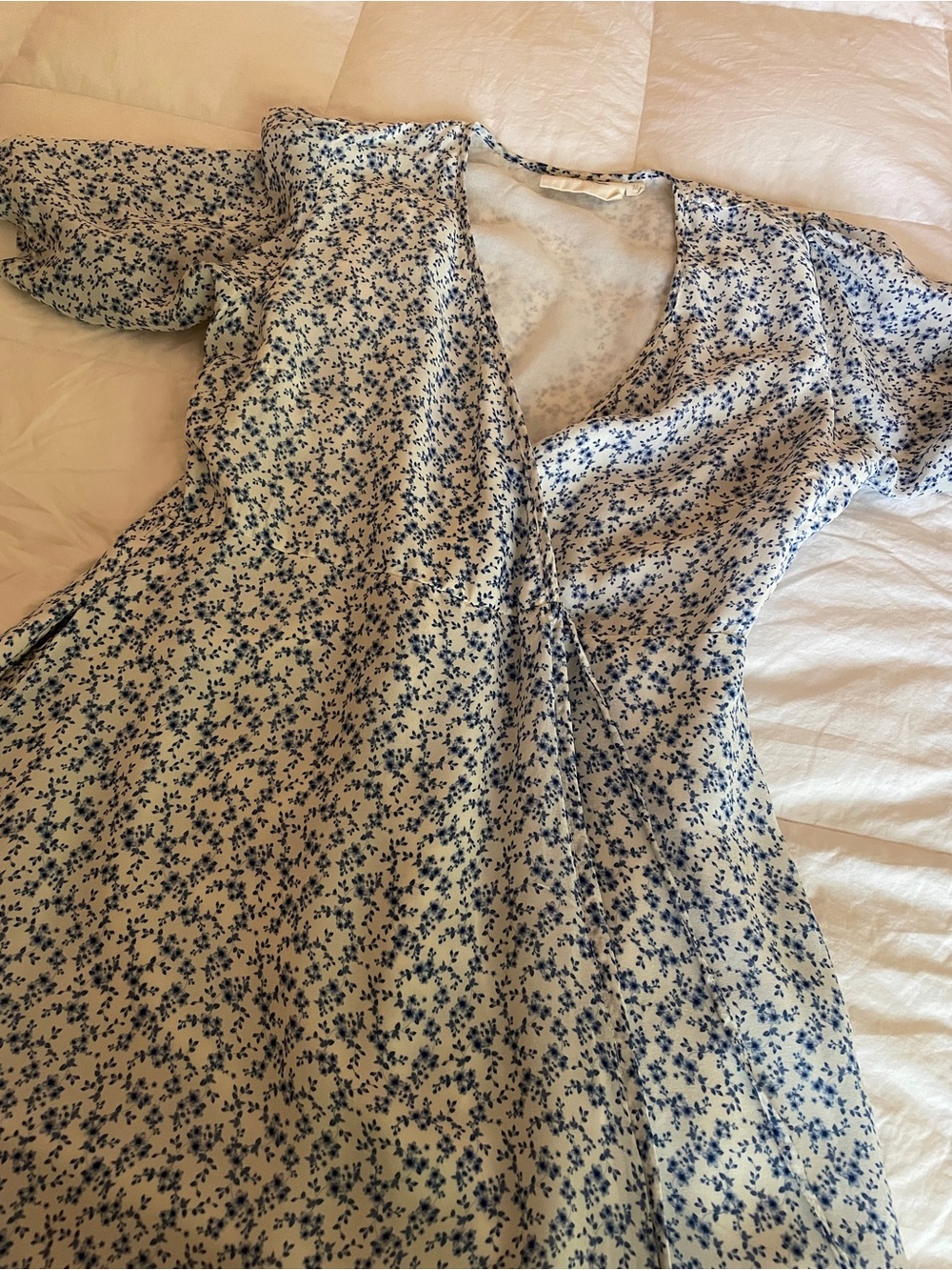 Madewell 100% Bamboo Reistor Light Blue Floral V-Neck Maxi Dress